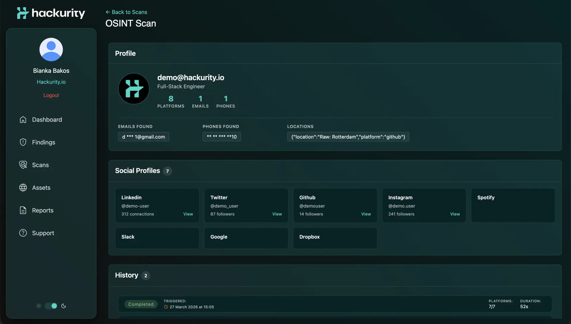 Een screenshot van het Hackurity ABD-portaal